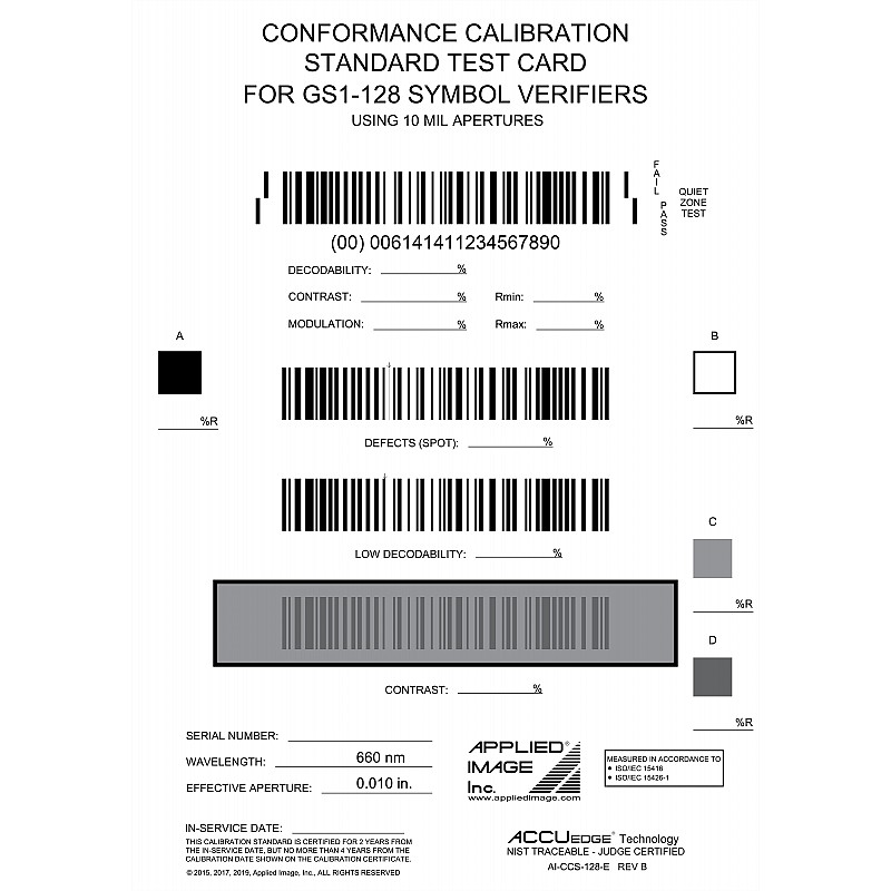 Calibration Cards : AI-CCS-128-E Rev B Calibration Test Card ...