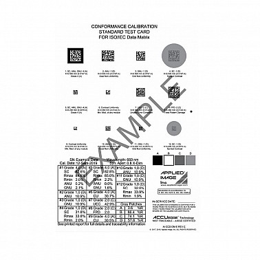 Omron 98-CAL022  958X HD Calibration Test Card Data Matrix 