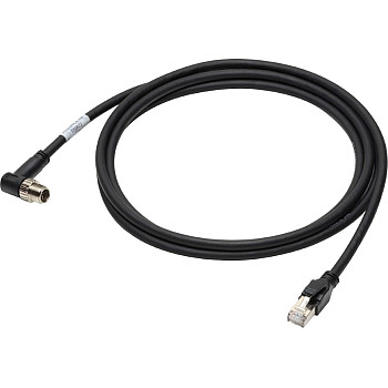 Omron FHV-VNLB2 5M High-Flex Ethernet Cable – X-Code to RJ45, Right-Angle, Black Jacket