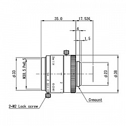 VS-3514H1  1" 35mm F1.4 Manual Iris C-Mount Lens 