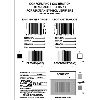 AI-CCS-UPC/EAN-E Rev S Conformance Calibration Standard Test Card for UPC/EAN Symbol Verifiers  