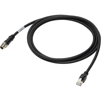 Omron FHV-VNB2 3M High-Flex Ethernet Cable – X-Code to RJ45, Straight, Black Jacket